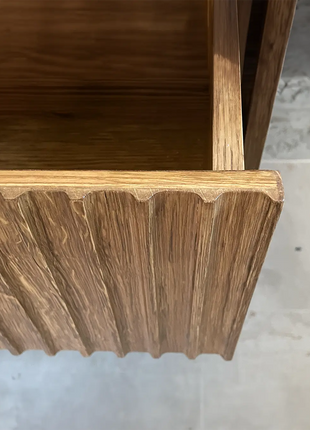 Mobile da bagno cannettato sospeso in legno massello 120 cm due cassetti e vasca lavabo in ceramica