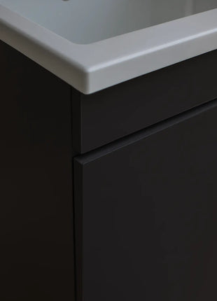 Mobile Lavatoio in legno Nobilitato Grigio con uno sportello e pilozzo lavabo in resina x lavanderia bagno