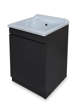 Mobile Lavatoio in legno Nobilitato Grigio con uno sportello e pilozzo lavabo in resina x lavanderia bagno