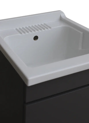Mobile Lavatoio in legno Nobilitato Grigio con uno sportello e pilozzo lavabo in resina x lavanderia bagno