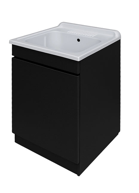 Mobile Lavatoio in legno Nobilitato Nero con uno sportello e pilozzo lavabo in resina x lavanderia bagno