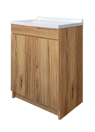 Mobile Lavatoio in legno Nobilitato Rovere Maryland con uno sportello e pilozzo lavabo in resina x lavanderia bagno