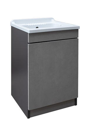 Mobile Lavatoio in legno Nobilitato bicolore Grigio Pietra con uno sportello e pilozzo lavabo in resina x lavanderia bagno