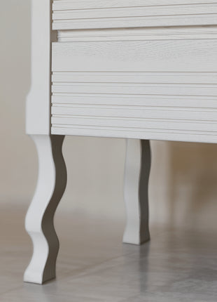 Mobile da Bagno in legno color tortora chiaro dogato con piedi torniti e due cassetti con guide ammortizzate